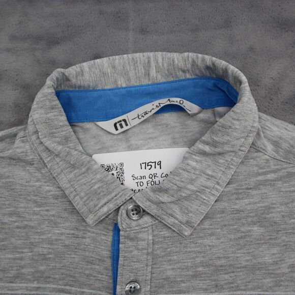 Travis Mathew Shirt Mens M Gray Short Sleeve Button Embroidered Logo Knit Polo - Picture 11 of 16